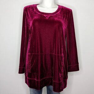 Soft Surroundings purple/red velvet long sleeve top XL